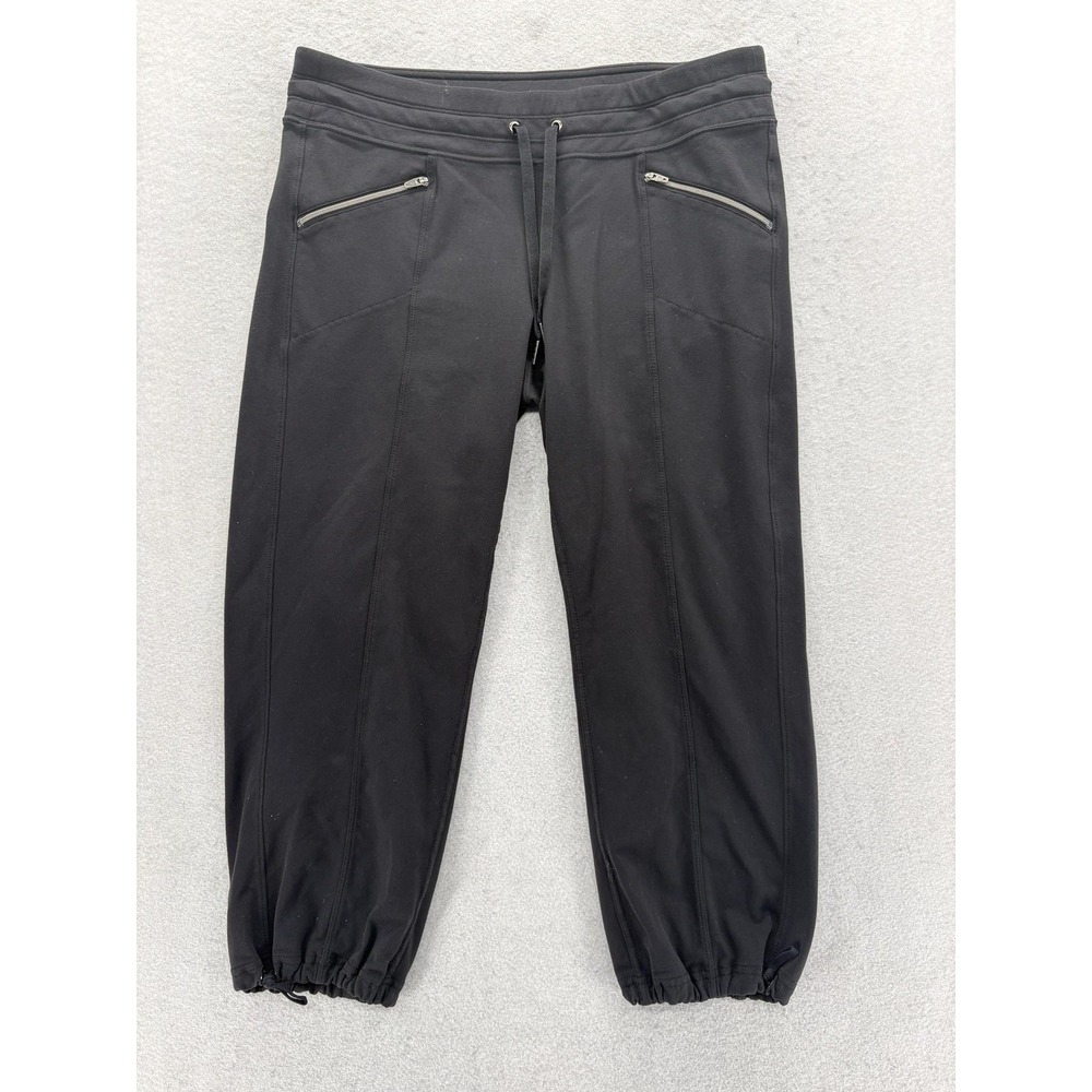Athleta Metro Slouch Capri Pants Womens Medium Black Nylon Stretch Gym Travel